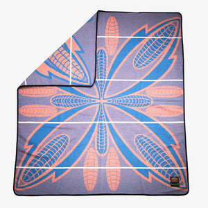 Heirloom Basotho Wool Blanket - Cobalt Yolk Natural fold
