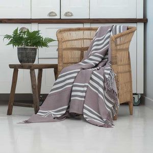 Protea Pinstripe Throw laying on chair
