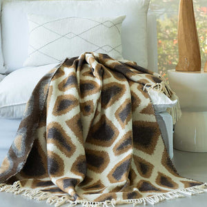 African Giraffe Yoga Throw and Blanket Lying on Sofa
