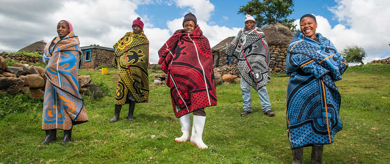 Basotho's wearing basotho blankets in lesotho