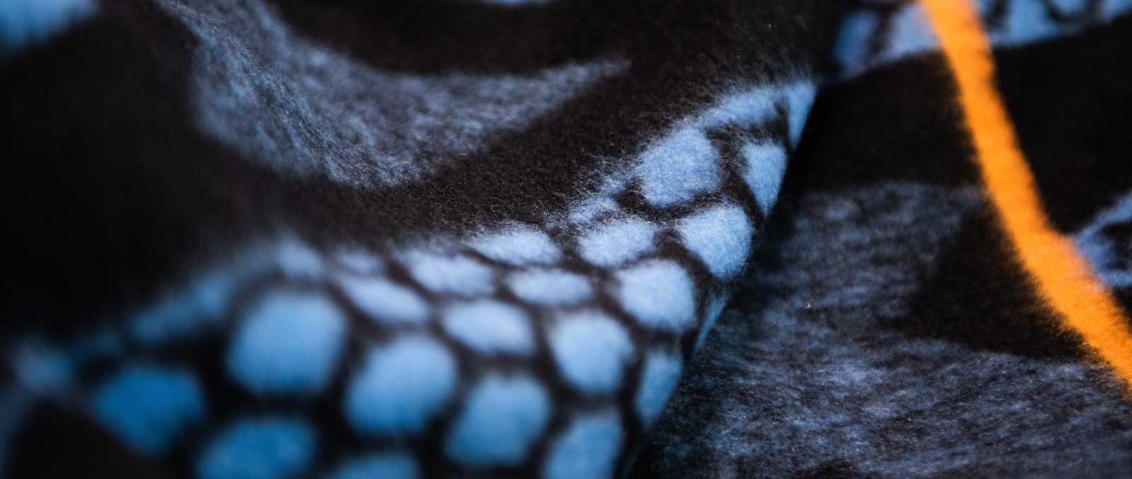 Close up of the fibers of a Basotho wool blanket made from south African Merino wool