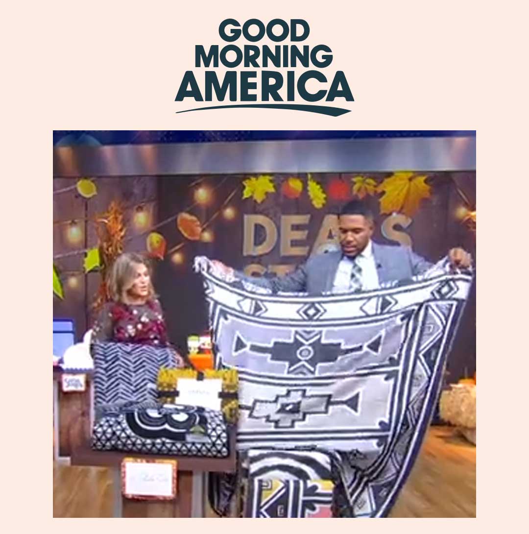 A man showing Thula Tula Blanket in Good Morning America