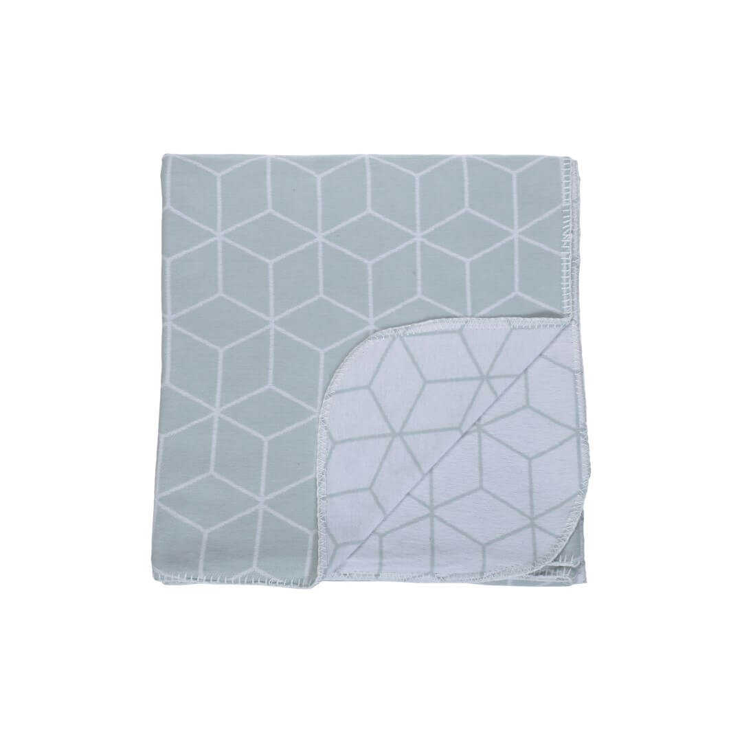 Cubism Hand-Brushed Yoga Throw white lying on bed
