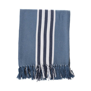 Protea Pinstripe Throw blue front and wrap