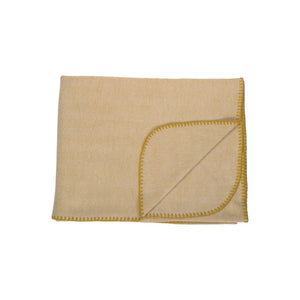 Winter Herringbone Blanket Gold and Natural  fold