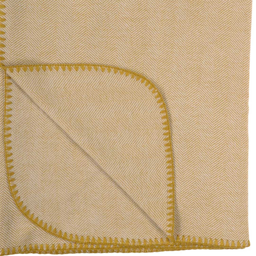 Winter Herringbone Blanket Gold and Natural  zoom