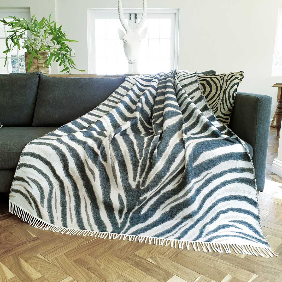 African Zebra  Yoga Throw and Bed Blanket Lying on sofa